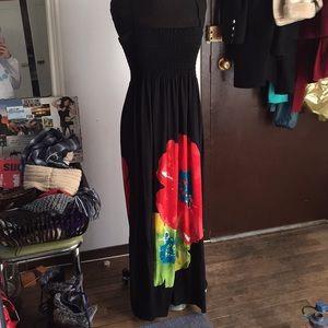 Black Maxi Dress with Floral detail